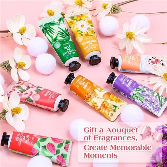 7 Pack Hand Cream Set Travel Size Floral Lotion for Dry Hands, Holiday Gifts - Picture 7 of 9